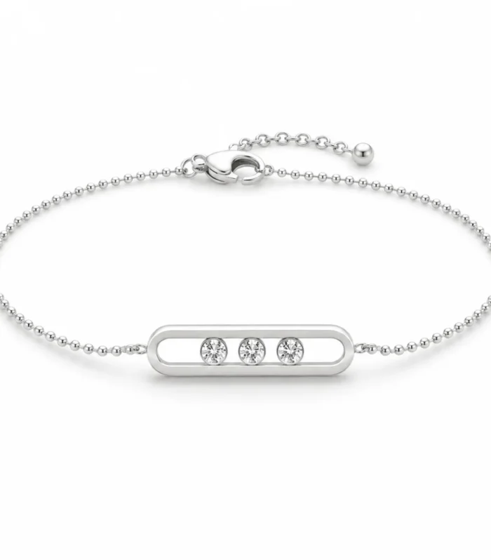 Minimal Crystal Silver Bar Necklace for Women – Elegant Modern Necklace